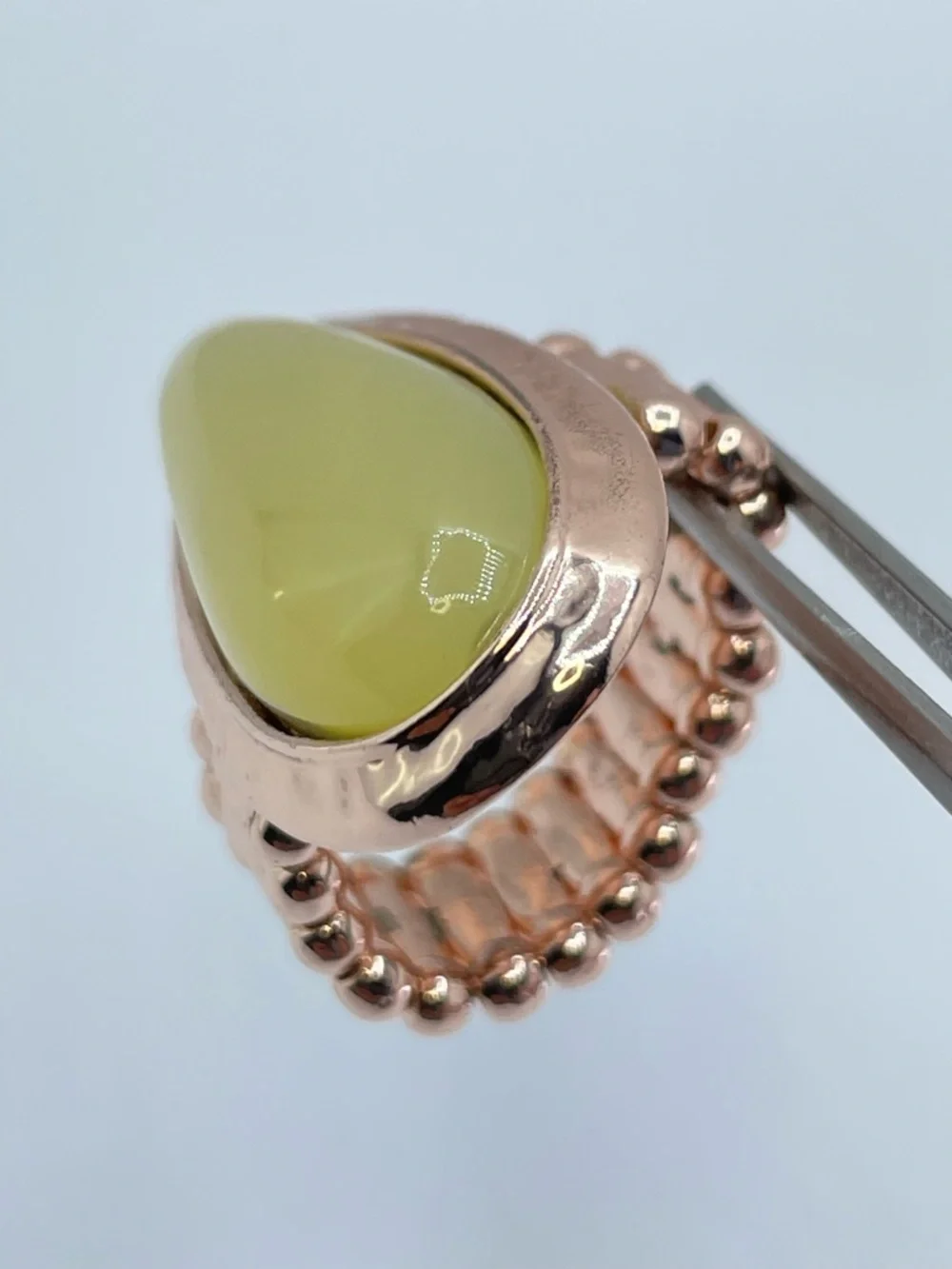 Rose Gold Yellow Green Acrylic Teardrop Stretch Statement Ring Bold Boho